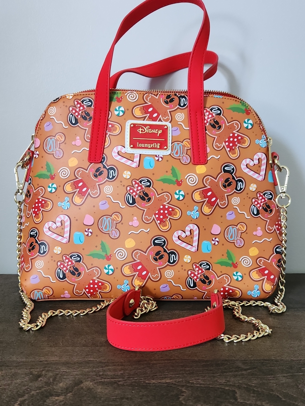 Loungefly Disney Christmas Gingerbread All Over Print Crossbody
